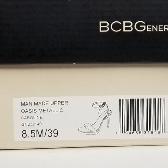 BCBGeneration Women's Caroline Heeled Sandal Size 8.5 Oasis Metallic NWT - Picture 8 of 8